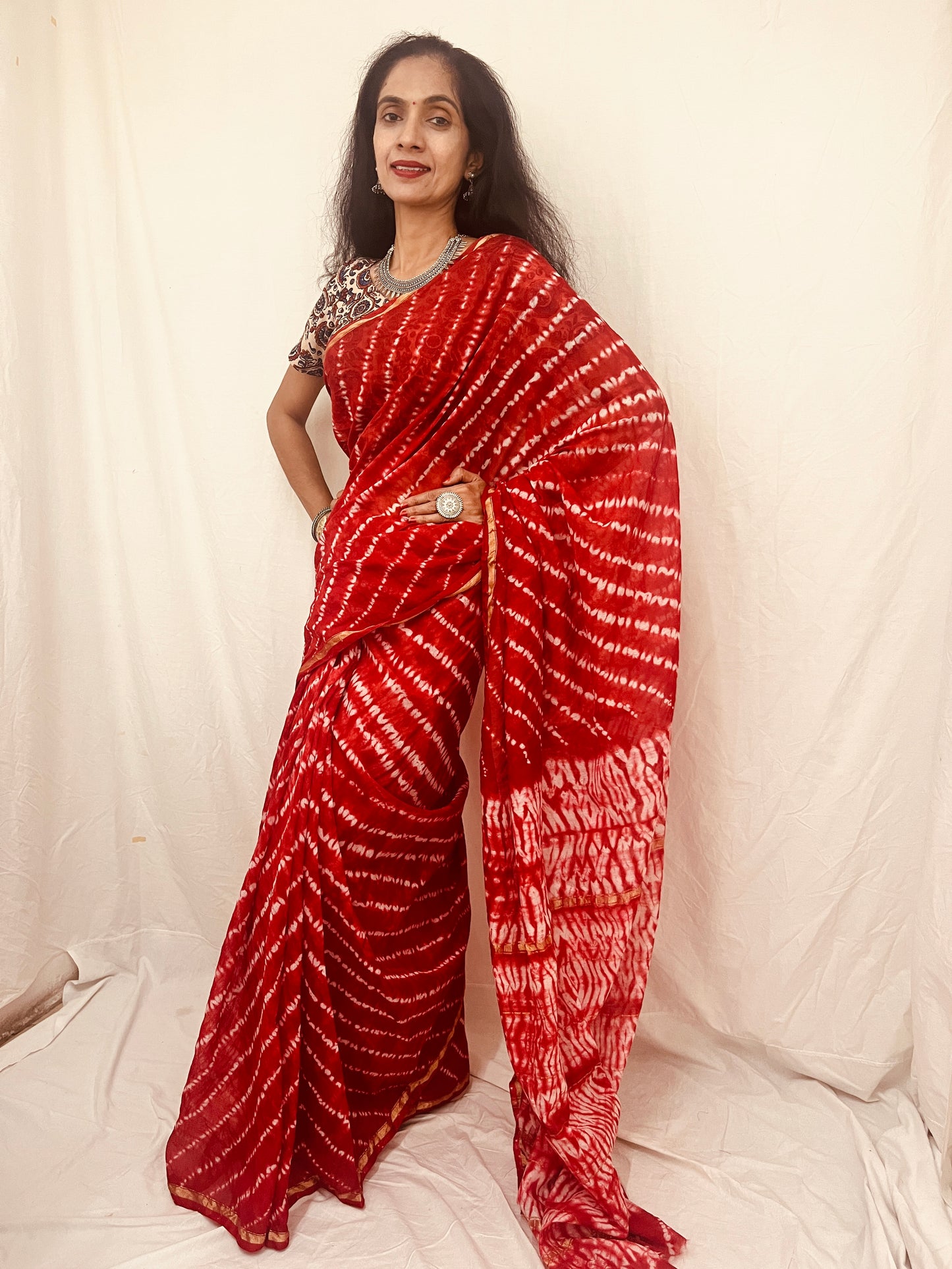 Chanderi Silk Saree in Shibori Print