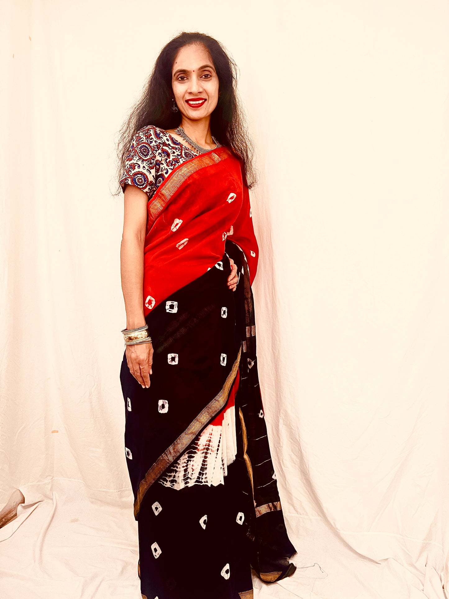 Maheshwari Silk Saree in Bandhani Print