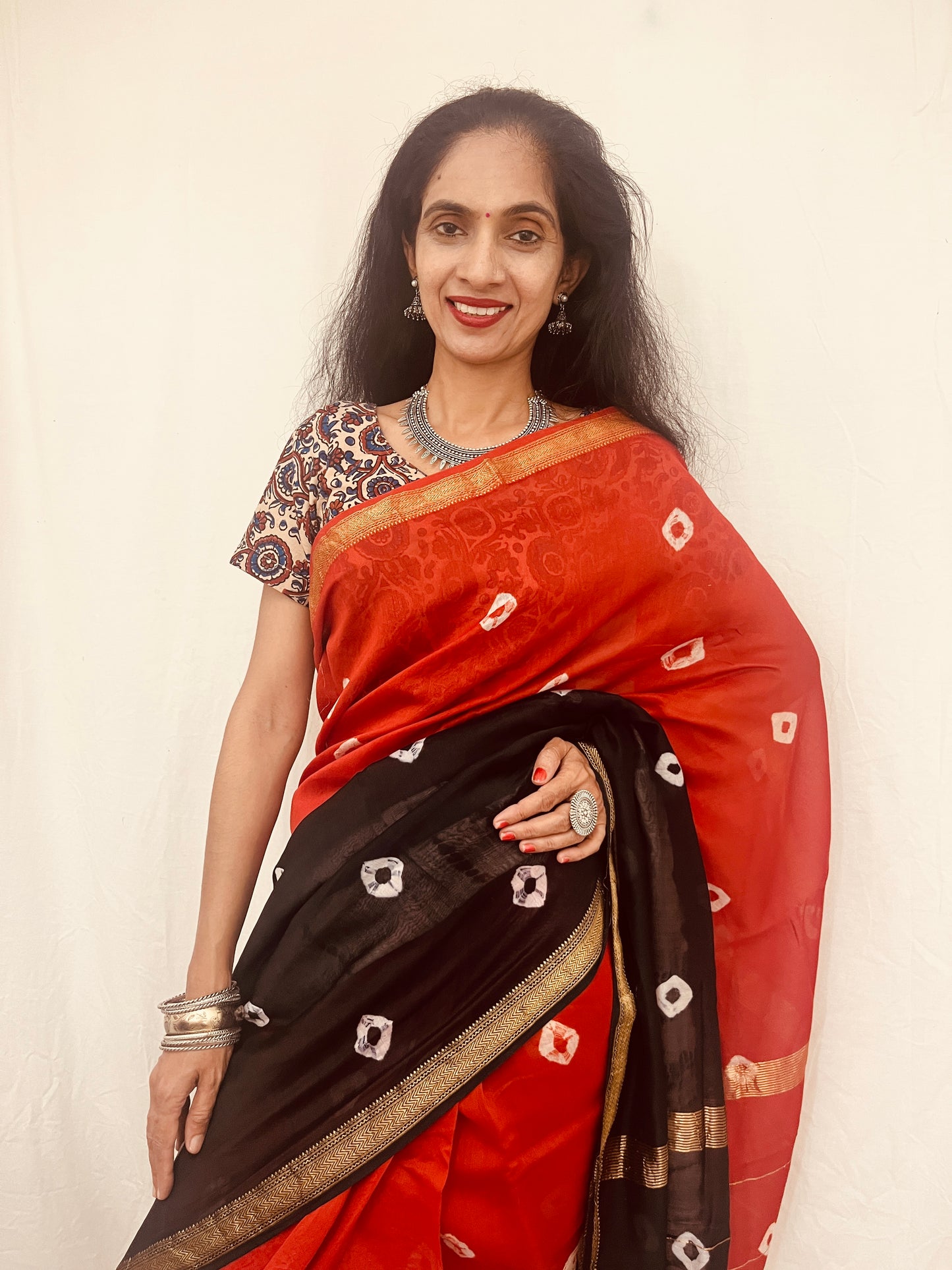 Maheshwari Silk Saree in Bandhani Print