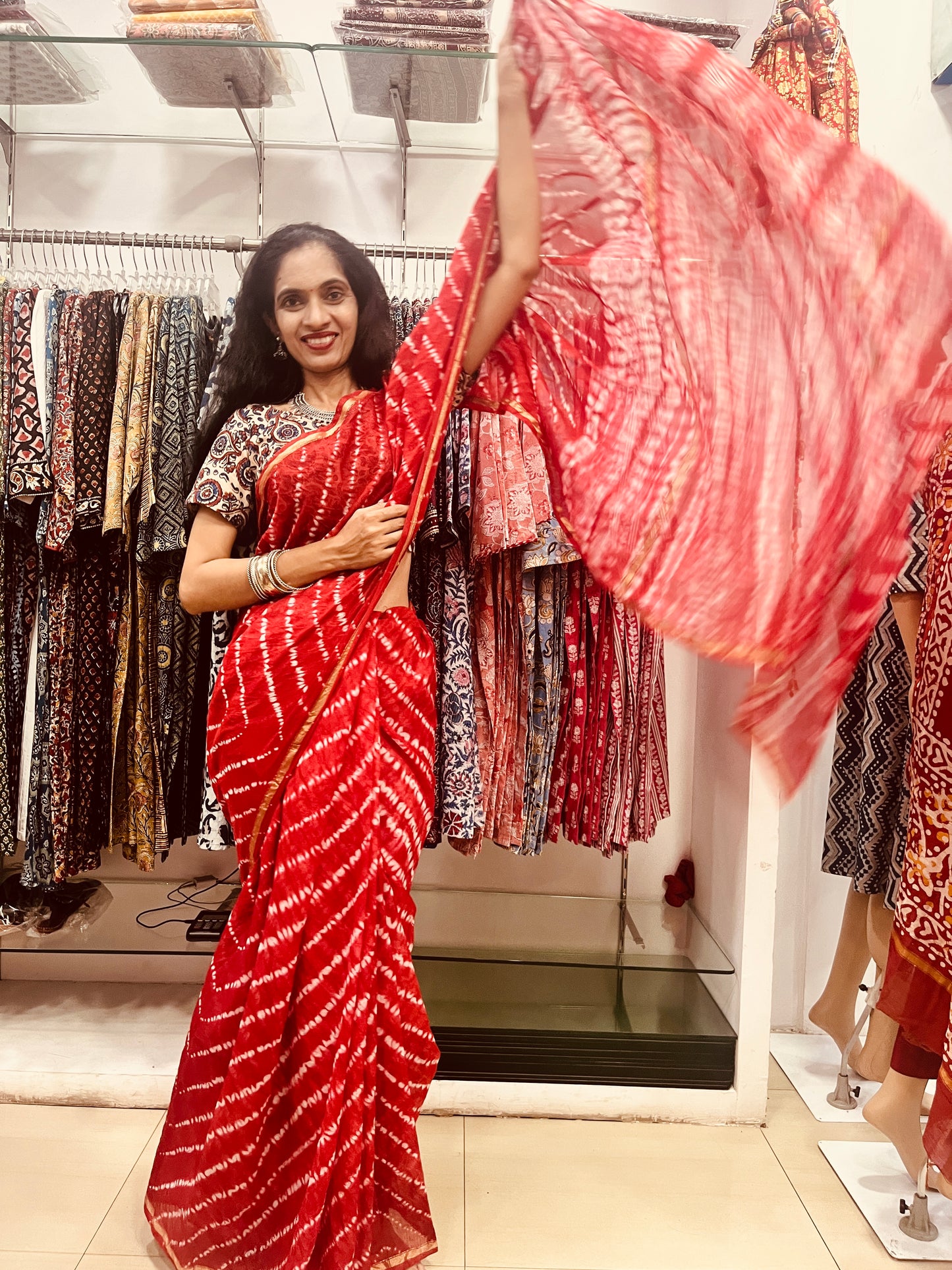 Chanderi Silk Saree in Shibori Print