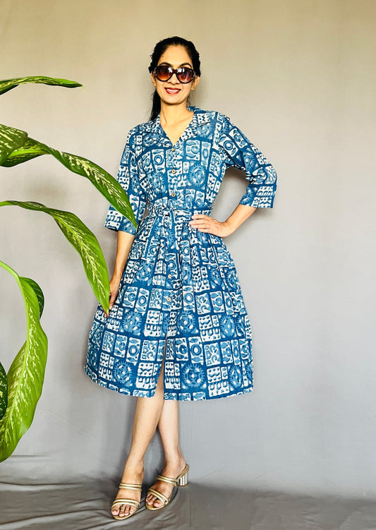 Natural Indigo Dyed Mul Cotton Dress