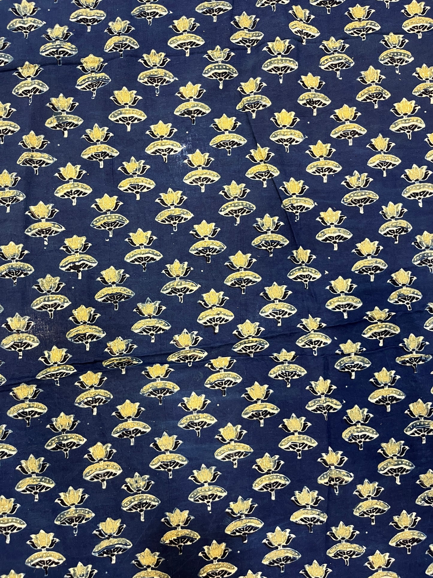 Indigo Blue Lotus Motif Ajrakh Print