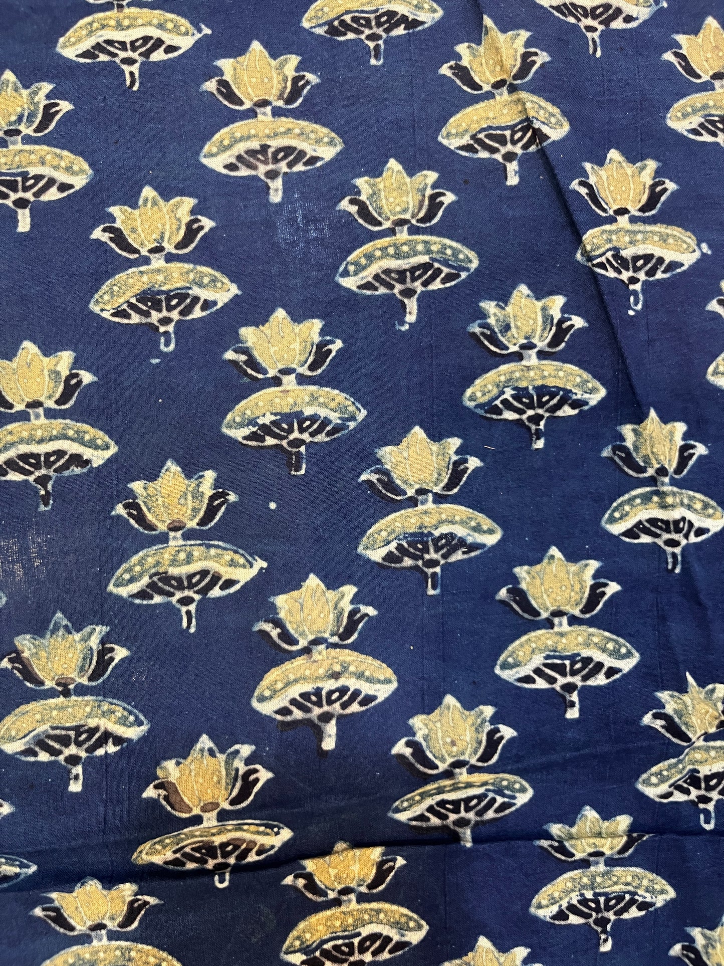 Indigo Blue Lotus Motif Ajrakh Print