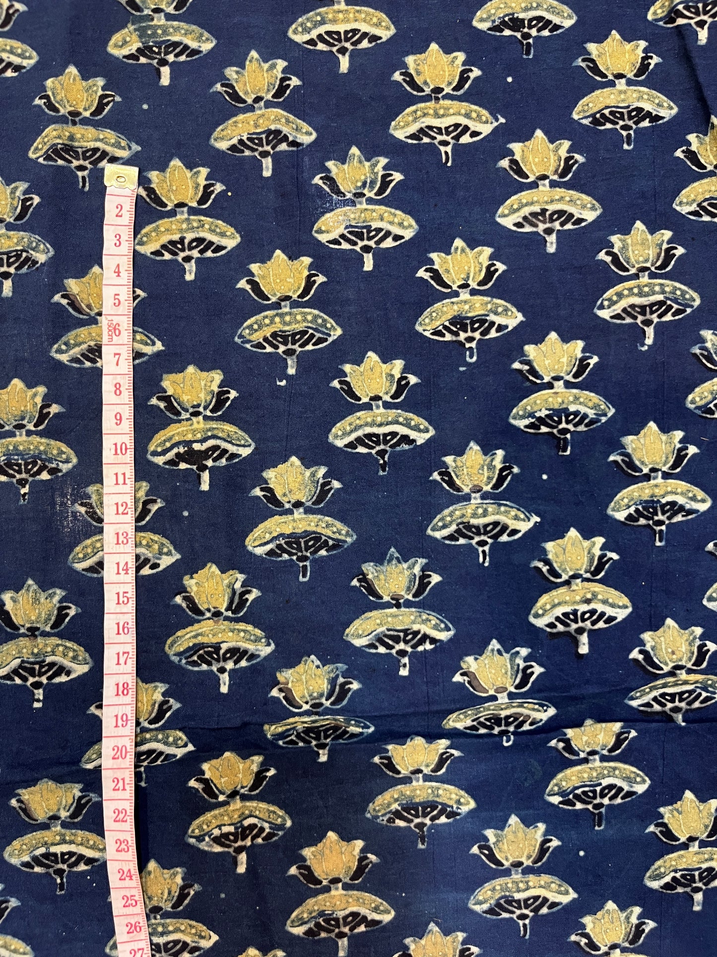 Indigo Blue Lotus Motif Ajrakh Print