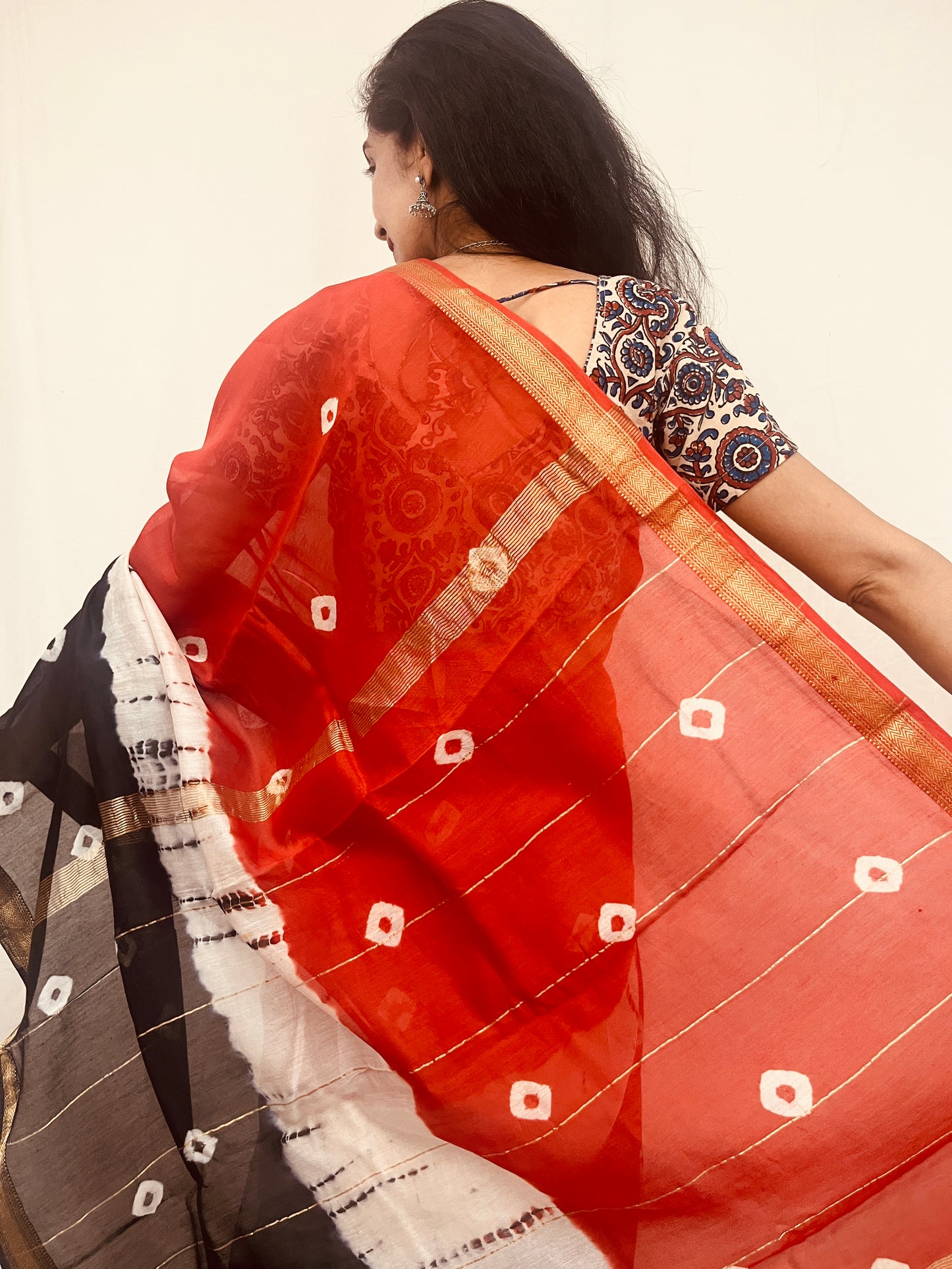 Maheshwari Silk Saree in Bandhani Print