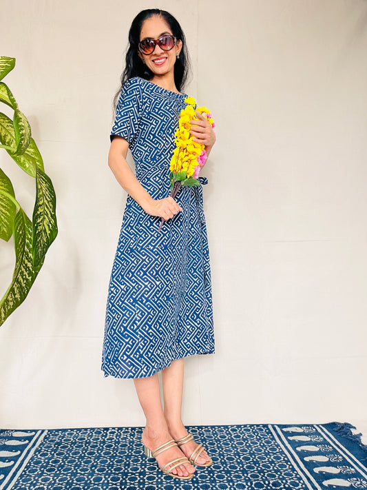 INDIGO Printed Cotton Dress